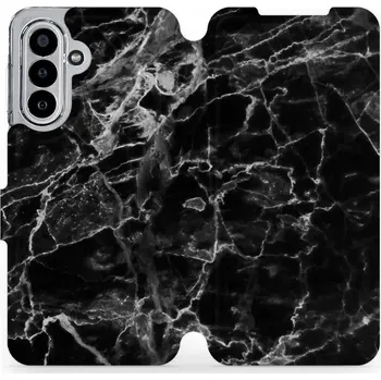 Pouzdro na mobilní telefon Flipové pouzdro Mobiwear - Samsung Galaxy A17 / A17 5G - V056P Černý mramor (Knížkové flip pouzdro, obal, kryt na mobil Samsung Galaxy A17 / A17 5G - V056P Černý mramor, materiál Umělá kůže + TPU - ochrana 360°, stojánek, silikonová vanička, magnetické)