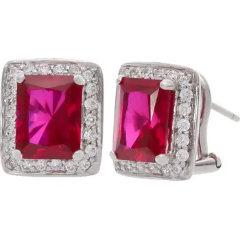 Náušnice Zlaton Náušnice bílé zlato s červeným kamenem 7.7g 000422304199