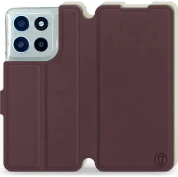 Pouzdro na mobilní telefon Flipové pouzdro Mobiwear Semiš - Motorola Moto G56 5G - Bordové & Béžové (Knížkové semišové flip pouzdro, obal, kryt na mobil Motorola Moto G56 5G - Bordové & Béžové, materiál semiš + TPU, ochrana 360°, stojánek, silikonová vanička, magnetické zavírání)