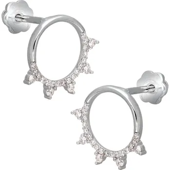 Náušnice Zlaton Náušnice bílé zlato kruhy s diamantem 0.230ct 1.3cm 2g 000121112231