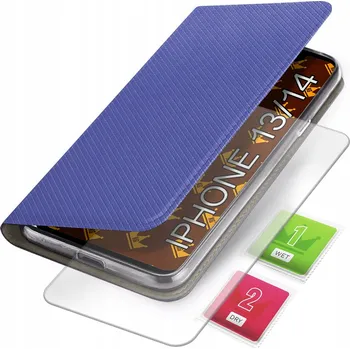 Pouzdro na mobilní telefon Flipové pouzdro Kingglass pro Apple iPhone 13, iPhone 14 modré