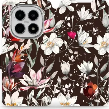 Pouzdro na mobilní telefon Flipové pouzdro Mobiwear - Xiaomi Redmi Note 15 5G - VP72S Květy na hnědé (Knížkové flip pouzdro, obal, kryt na mobil Xiaomi Redmi Note 15 5G - VP72S Květy na hnědé, materiál Umělá kůže + TPU - ochrana 360°, stojánek, silikonová vanička, magnetické zavírá