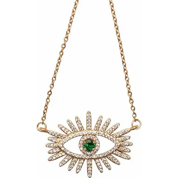 Drahý kámen Náhrdelník nerezová ocel v barvě zlata kubická zirkonie Evil eye 48 cm cca 48 - 53 cm