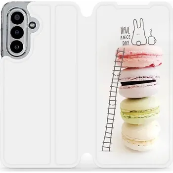 Pouzdro na mobilní telefon Flipové pouzdro Mobiwear - Samsung Galaxy A17 / A17 5G - M090P Makronky (Knížkové flip pouzdro, obal, kryt na mobil Samsung Galaxy A17 / A17 5G - M090P Makronky, materiál Umělá kůže + TPU - ochrana 360°, stojánek, silikonová vanička, magnetické zavírání)