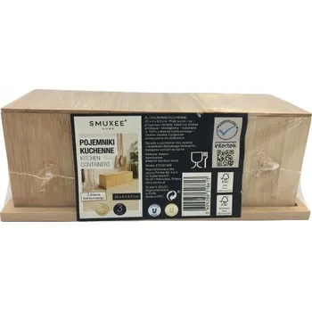 Dóza na potraviny Smukee Bambusové kuchyňské dózy 3ks 25x9x8,5cm
