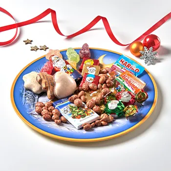 Talíř Barevný talíř Zimní krajina mix barev 250g