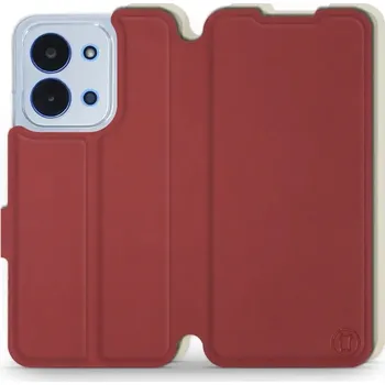 Pouzdro na mobilní telefon Flipové pouzdro Mobiwear Semiš - Xiaomi Poco C85 - Cihlové & Béžové (Knížkové semišové flip pouzdro, obal, kryt na mobil Xiaomi Poco C85 - Cihlové & Béžové, materiál semiš + TPU, ochrana 360°, stojánek, silikonová vanička, magnetické zavírání)