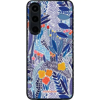 Lesklý kryt Mobiwear Glossy - Samsung Galaxy S25 FE - G037G - Modrá květena (Prémiové lesklé pouzdro, obal, kryt Mobiwear Glossy na mobil Samsung Galaxy S25 FE - G037G - Modrá květena, materiál Plast + TPU silikon - krytí po všech stranách, neošoupatelný)