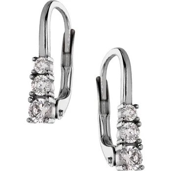 Náušnice Zlaton Náušnice bílé zlato s kameny visací 1.5cm 1.65g 000210305247