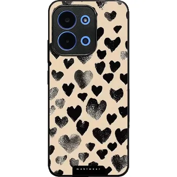 Pouzdro na mobilní telefon Lesklý kryt Mobiwear Glossy - Xiaomi Poco C85 - GA51G Černá srdíčka (Prémiové lesklé pouzdro, obal, kryt Mobiwear Glossy na mobil Xiaomi Poco C85 - GA51G Černá srdíčka, materiál Plast + TPU silikon - krytí po všech stranách, neošoupatelný potisk, tenké)