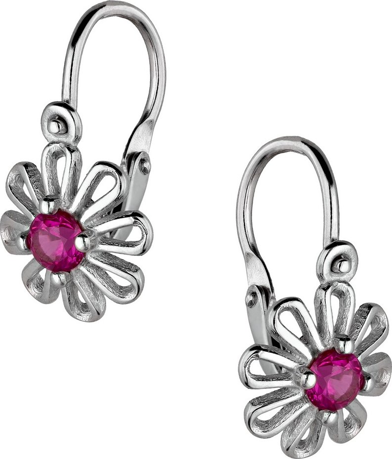 Zlaton Náušnice bílé zlato květina s rubínem 1.3g 1.4cm 000462603245
