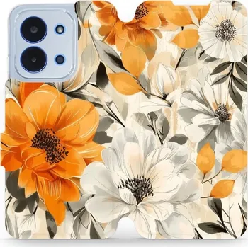Pouzdro na mobilní telefon Flipové pouzdro Mobiwear - Xiaomi Poco C85 - VP75S Podzimní květy (Knížkové flip pouzdro, obal, kryt na mobil Xiaomi Poco C85 - VP75S Podzimní květy, materiál Umělá kůže + TPU - ochrana 360°, stojánek, silikonová vanička, magnetické zavírání)