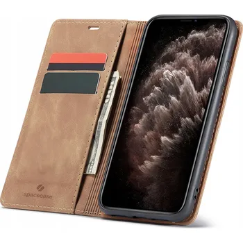 Pouzdro na mobilní telefon Pouzdro s klopou Spacecase pro Apple iPhone 11 Pro, hnědé