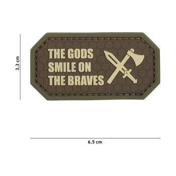 Nášivka Gumová nášivka 101 Inc nápis Gods Smile on the Braves - hnědá