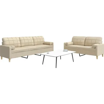 Pohovka zahrada-XL 2dílná sedací souprava s polštáři krémová textil 3278337