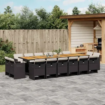 Zahradní sestava zahrada-XL 17dílný zahradní jídelní set s poduškami černý polyratan 3277838