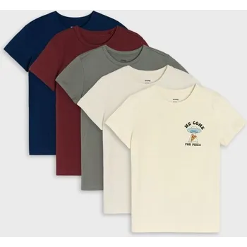 Sinsay - Sada 5 triček - burgundy - 281BT-53X - 281BT-53X-122