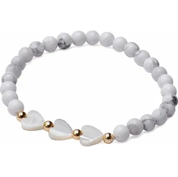 Náramek Howlit bílý náramek se srdíčky z perleti obvod cca 16 až 23 cm