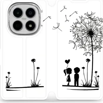 Pouzdro na mobilní telefon Flipové pouzdro Mobiwear - Xiaomi Redmi Note 15 5G - MH16P Dvojice s pampeliškou (Knížkové flip pouzdro, obal, kryt na mobil Xiaomi Redmi Note 15 5G - MH16P Dvojice s pampeliškou, materiál Umělá kůže + TPU - ochrana 360°, stojánek, silikonová vanička,)