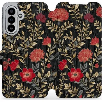 Pouzdro na mobilní telefon Flipové pouzdro Mobiwear - Samsung Galaxy A17 / A17 5G - V172S Červená kvítka (Knížkové flip pouzdro, obal, kryt na mobil Samsung Galaxy A17 / A17 5G - V172S Červená kvítka, materiál Umělá kůže + TPU - ochrana 360°, stojánek, silikonová vanička, magnetick