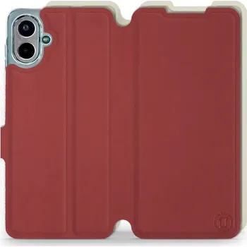 Pouzdro na mobilní telefon Flipové pouzdro Mobiwear Semiš - Samsung Galaxy A07 - Cihlové & Béžové (Knížkové semišové flip pouzdro, obal, kryt na mobil Samsung Galaxy A07 - Cihlové & Béžové, materiál semiš + TPU, ochrana 360°, stojánek, silikonová vanička, magnetické zavírání)