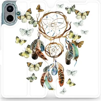 Pouzdro na mobilní telefon Flipové pouzdro Mobiwear - Samsung Galaxy A07 - M001P Lapač a motýlci (Knížkové flip pouzdro, obal, kryt na mobil Samsung Galaxy A07 - M001P Lapač a motýlci, materiál Umělá kůže + TPU - ochrana 360°, stojánek, silikonová vanička, magnetické zavírání)