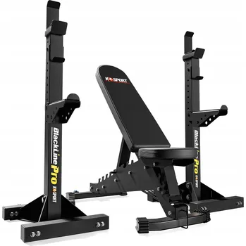 Posilovací lavice Sada na cvičení K-sport – nastavitelná lavice a stojany, nosnost 350 kg