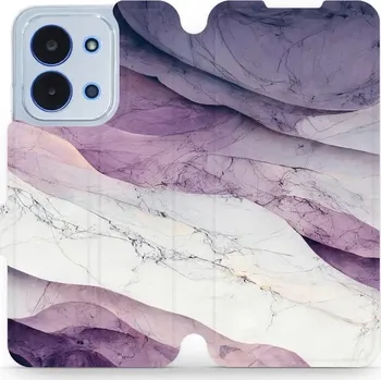 Pouzdro na mobilní telefon Flipové pouzdro Mobiwear - Xiaomi Poco C85 - VP31S Bílý a fialový mramor (Knížkové flip pouzdro, obal, kryt na mobil Xiaomi Poco C85 - VP31S Bílý a fialový mramor, materiál Umělá kůže + TPU - ochrana 360°, stojánek, silikonová vanička, magnetické zavírání