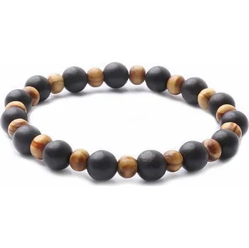 Náramek Kontrastní náramek z korálků santalového dřeva obvod cca 17 až 23 cm