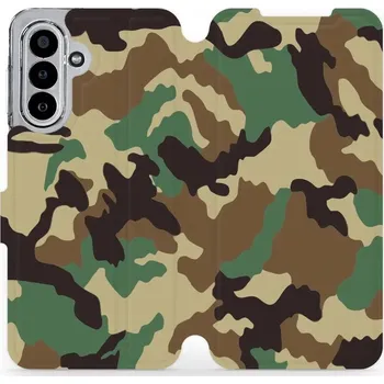 Pouzdro na mobilní telefon Flipové pouzdro Mobiwear - Samsung Galaxy A17 / A17 5G - V111P Maskáče (Knížkové flip pouzdro, obal, kryt na mobil Samsung Galaxy A17 / A17 5G - V111P Maskáče, materiál Umělá kůže + TPU - ochrana 360°, stojánek, silikonová vanička, magnetické zavírání)