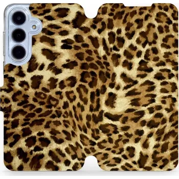 Pouzdro na mobilní telefon Flipové pouzdro Mobiwear - Samsung Galaxy S25 FE - VA33P Leopardí vzor (Knížkové flip pouzdro, obal, kryt na mobil Samsung Galaxy S25 FE - VA33P Leopardí vzor, materiál Umělá kůže + TPU - ochrana 360°, stojánek, silikonová vanička, magnetické zavírání)