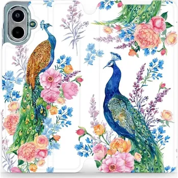 Pouzdro na mobilní telefon Flipové pouzdro Mobiwear - Samsung Galaxy A07 - MX08S Pávi (Knížkové flip pouzdro, obal, kryt na mobil Samsung Galaxy A07 - MX08S Pávi, materiál Umělá kůže + TPU - ochrana 360°, stojánek, silikonová vanička, magnetické zavírání)