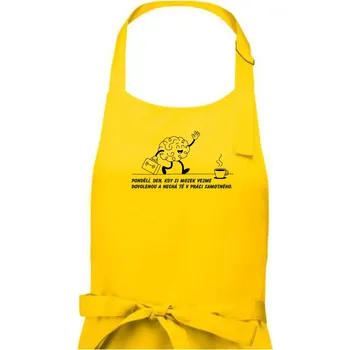 Kuchyňská zástěra Pondělí, den, kdy si mozek vezme dovolenou - Dámská zástěra na vaření - Univerzální velikost ( Žlutá )