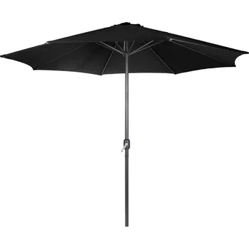 Stínicí technika Menší zahradní slunečník černý o průměru 250 cm, otevírání a zavírání klikou