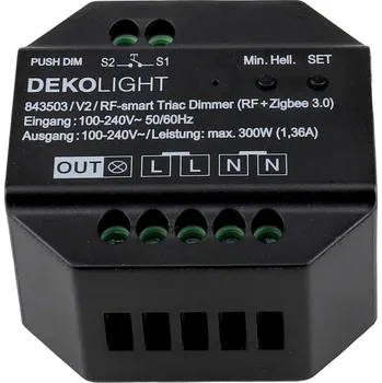 Příslušenství pro svítidlo LIGHT IMPRESSIONS Deko-Light stmívač, RF-smart, 230V, 300W, IP20 RF / Zigbee 3.0 / Intelli-Push / triak - LIGHT IMPRESSIONS IMPR 843503