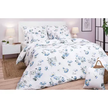 Bytový textil Bavlněné povlečení - Sasanka modrá - na plast. knoflíky