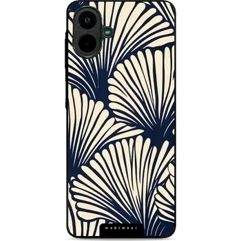 Pouzdro na mobilní telefon Lesklý kryt Mobiwear Glossy - Samsung Galaxy A07 - GA41G Béžové květy na modré (Prémiové lesklé pouzdro, obal, kryt Mobiwear Glossy na mobil Samsung Galaxy A07 - GA41G Béžové květy na modré, materiál Plast + TPU silikon - krytí po všech stranách,)