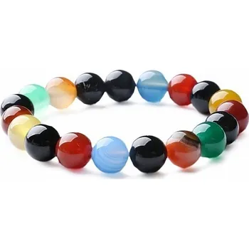 Náramek Veselý náramek z různobarevných korálků achátu obvod cca 16 až 21 cm