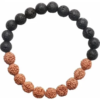 Náramek Rudrakša a lávový kámen náramek obvod cca 16 až 21 cm