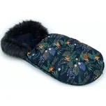 Mamo Tato Zimní fusak Lux s kožešinkou, Květy Tropic, 50 x 100cm - černý