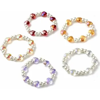 Náramek Dětský náramek Aqua aura skleněná srdíčka MIX barev obvod cca 13 až 16 cm