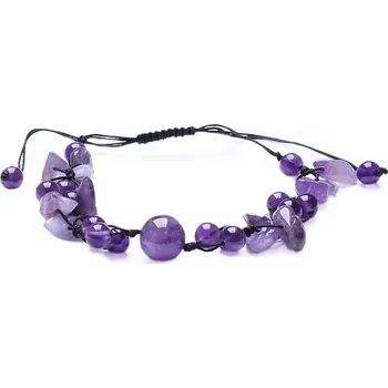 Náramek Ametyst korálkový náramek se Shamballa zapínáním obvod cca 16 až 25 cm