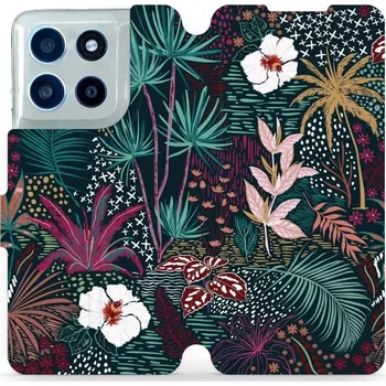 Pouzdro na mobilní telefon Flipové pouzdro Mobiwear - Motorola Moto G56 5G - VP13S Temná flóra (Knížkové flip pouzdro, obal, kryt na mobil Motorola Moto G56 5G - VP13S Temná flóra, materiál Umělá kůže + TPU - ochrana 360°, stojánek, silikonová vanička, magnetické zavírání)