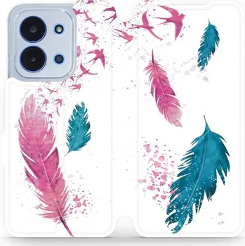 Pouzdro na mobilní telefon Flipové pouzdro Mobiwear - Xiaomi Poco C85 - MR08S Pírka (Knížkové flip pouzdro, obal, kryt na mobil Xiaomi Poco C85 - MR08S Pírka, materiál Umělá kůže + TPU - ochrana 360°, stojánek, silikonová vanička, magnetické zavírání)