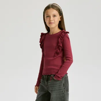 Reserved - Žebrovaná halenka s volánem - světle fialová - 331FT-34X - 331FT-34X-116