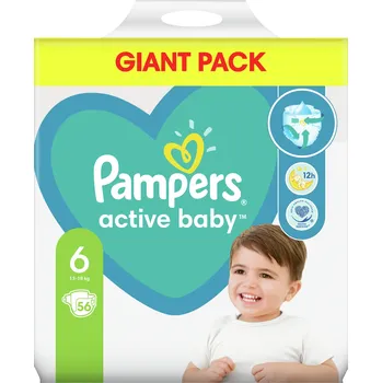 Přebalování Plenky Pampers Active Baby Velikost 6 56 ks
