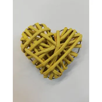Dekorace závěs srdce proutí žlutý - 9,5 x 9cm