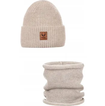 Čepice Exkluzivní Čepice a Nákrčník Béžová Vlna Merino 100% Merino Wool Béžová