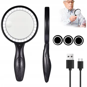 Lupa Lupa černá 10x 20x 45x s LED podsvícením