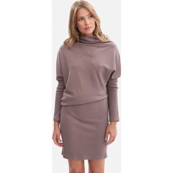 Dámské šaty BeWear Dámské pletené šaty Bivould B309 kakaová S/M